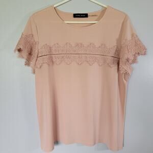 Ivanka Trump Elegant Lace Blouse Top Womens L Nude Feminine Career Quiet Luxury